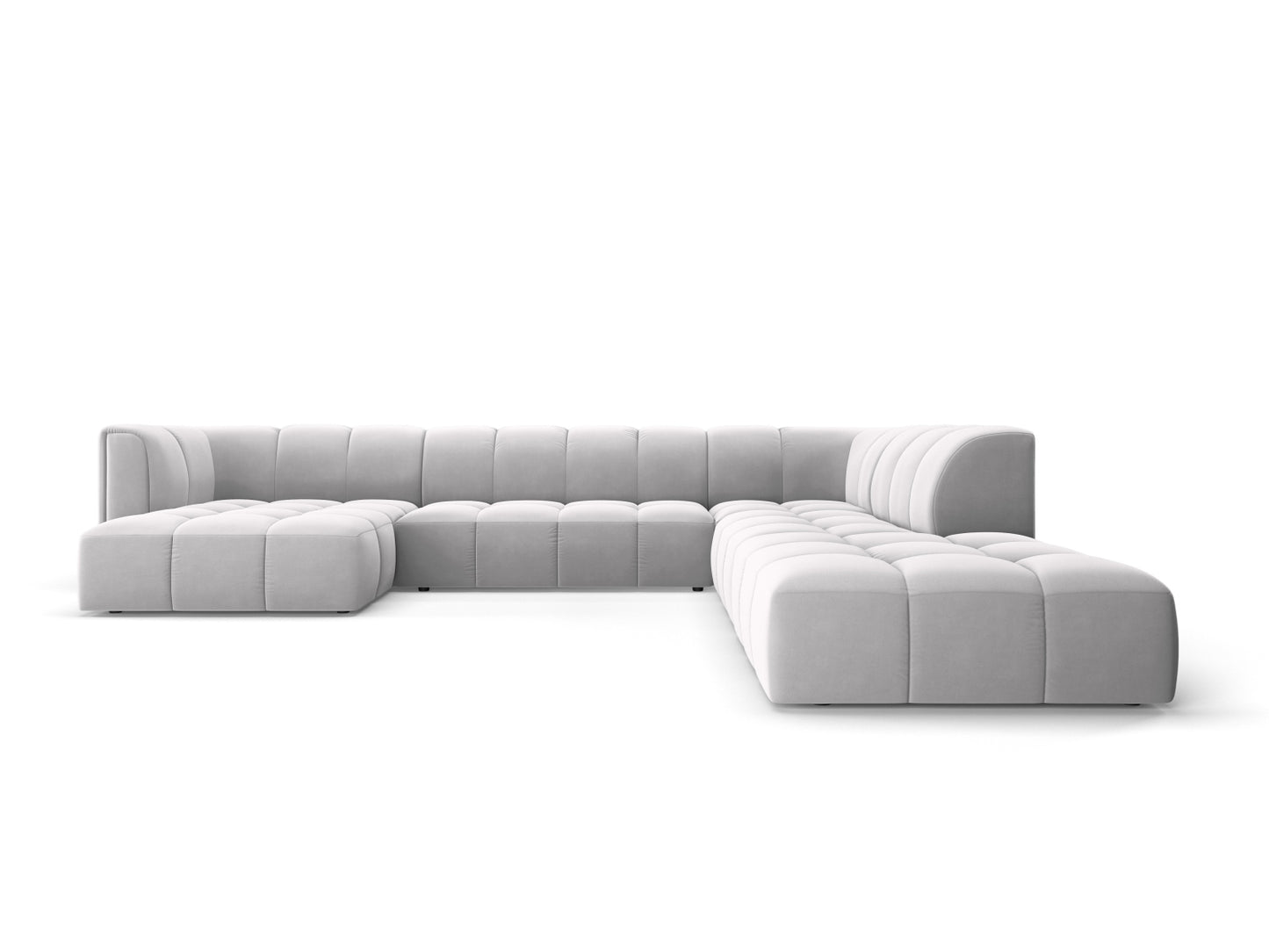 Moritz Modular Panoramic Corner Sofa, 7 Seats, 329x276 cm — Silver / Right