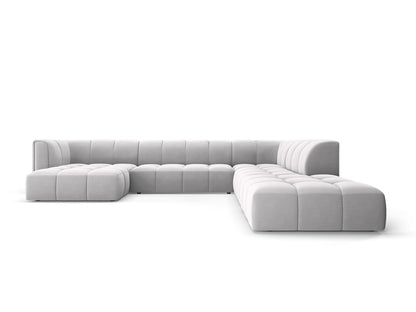 Moritz Modular Panoramic Corner Sofa, 7 Seats, 329x276 cm — Silver / Right