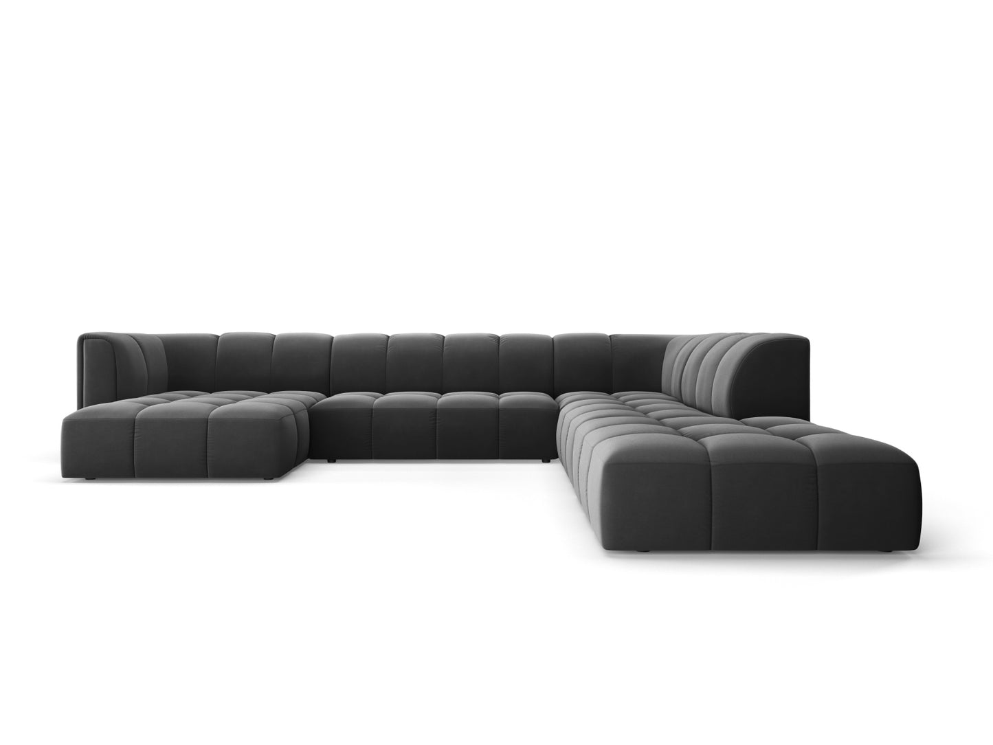 Moritz Modular Panoramic Corner Sofa, 7 Seats, 329x276 cm — Grey / Right