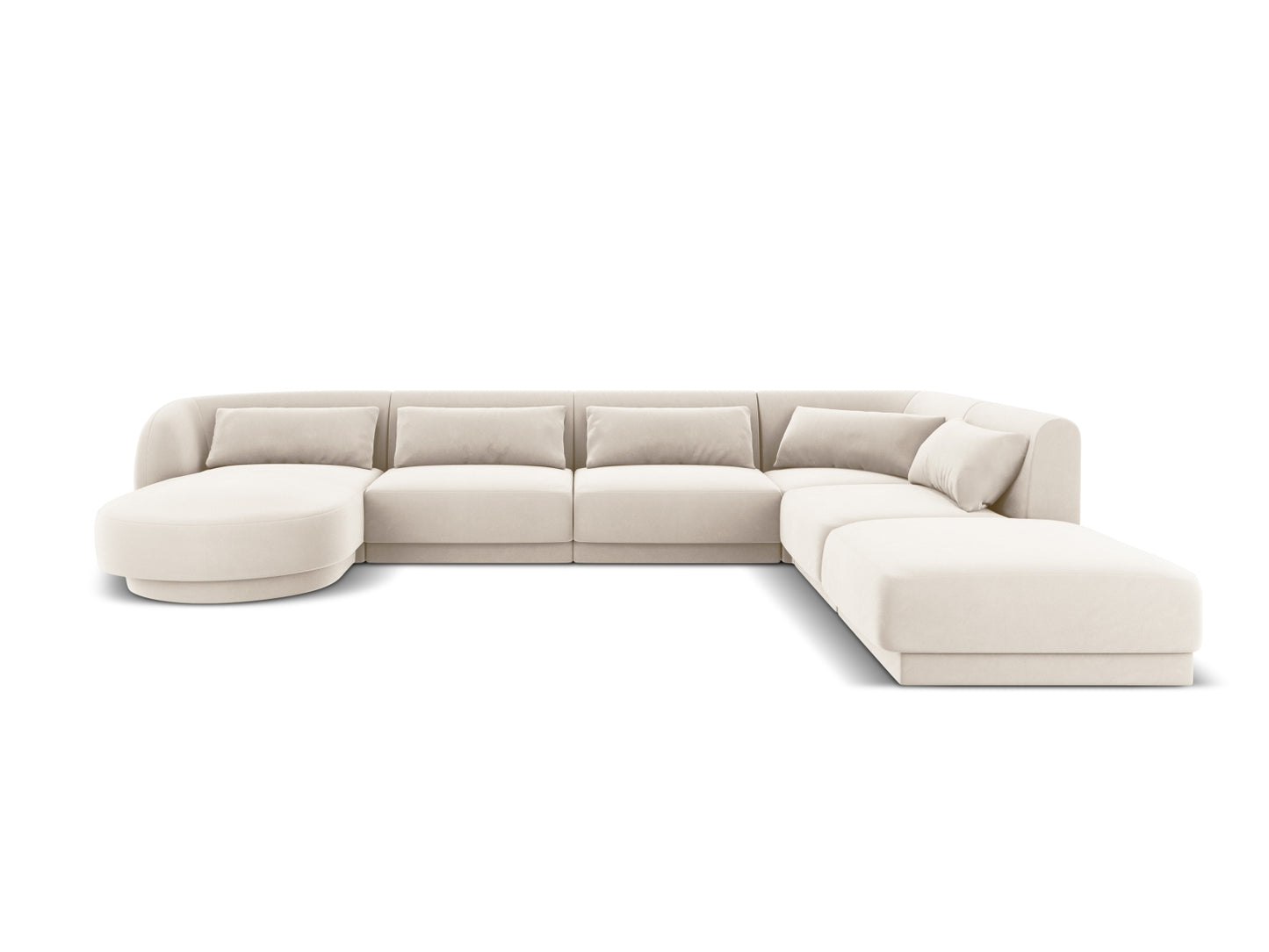 Tulum Panoramic Corner Sofa, 6 Seats, 330x255 cm — Light Beige / Right