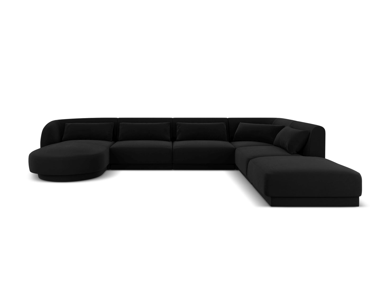 Tulum Panoramic Corner Sofa, 6 Seats, 330x255 cm — Black / Right
