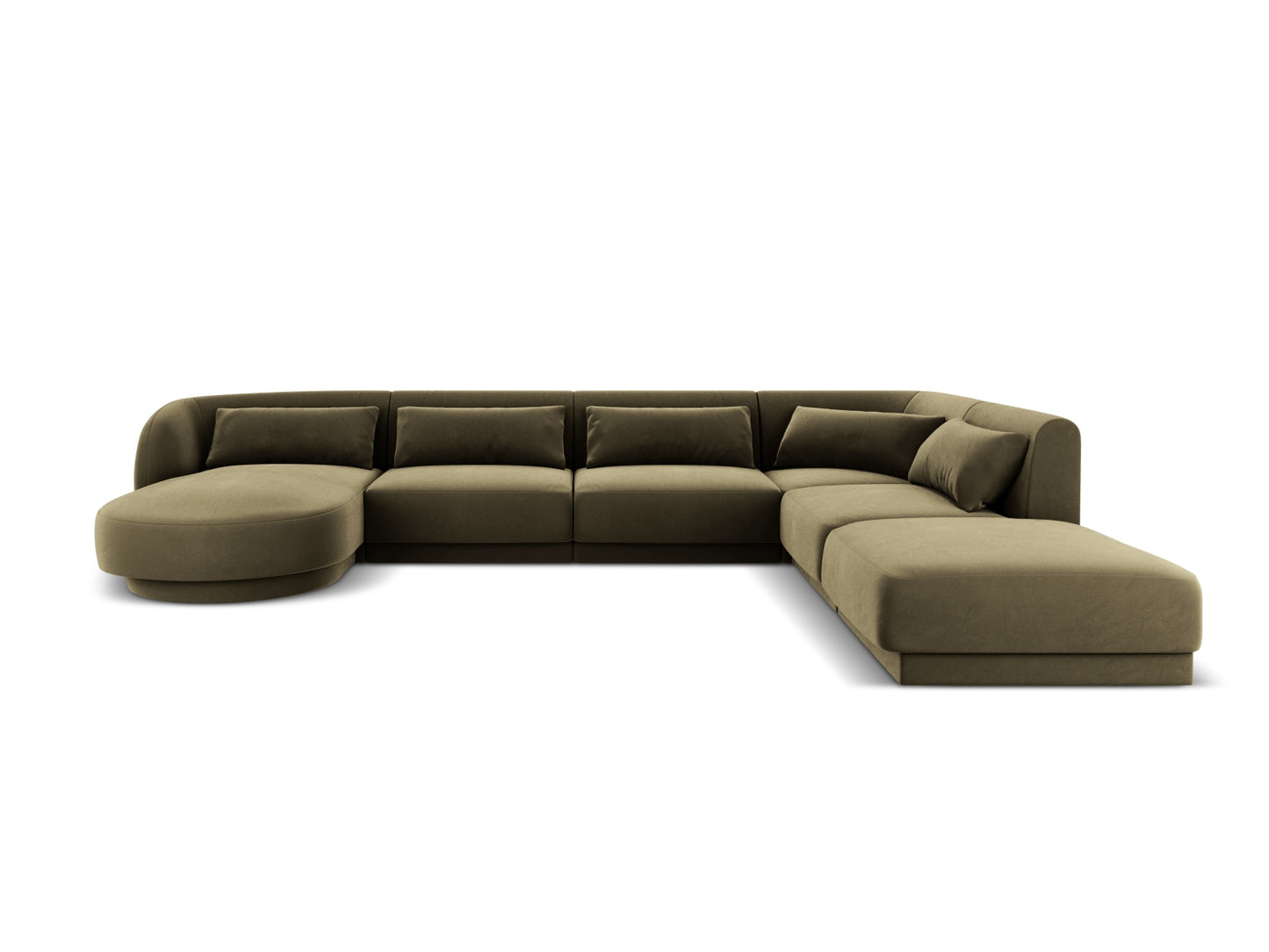 Tulum Panoramic Corner Sofa, 6 Seats, 330x255 cm — Green / Right