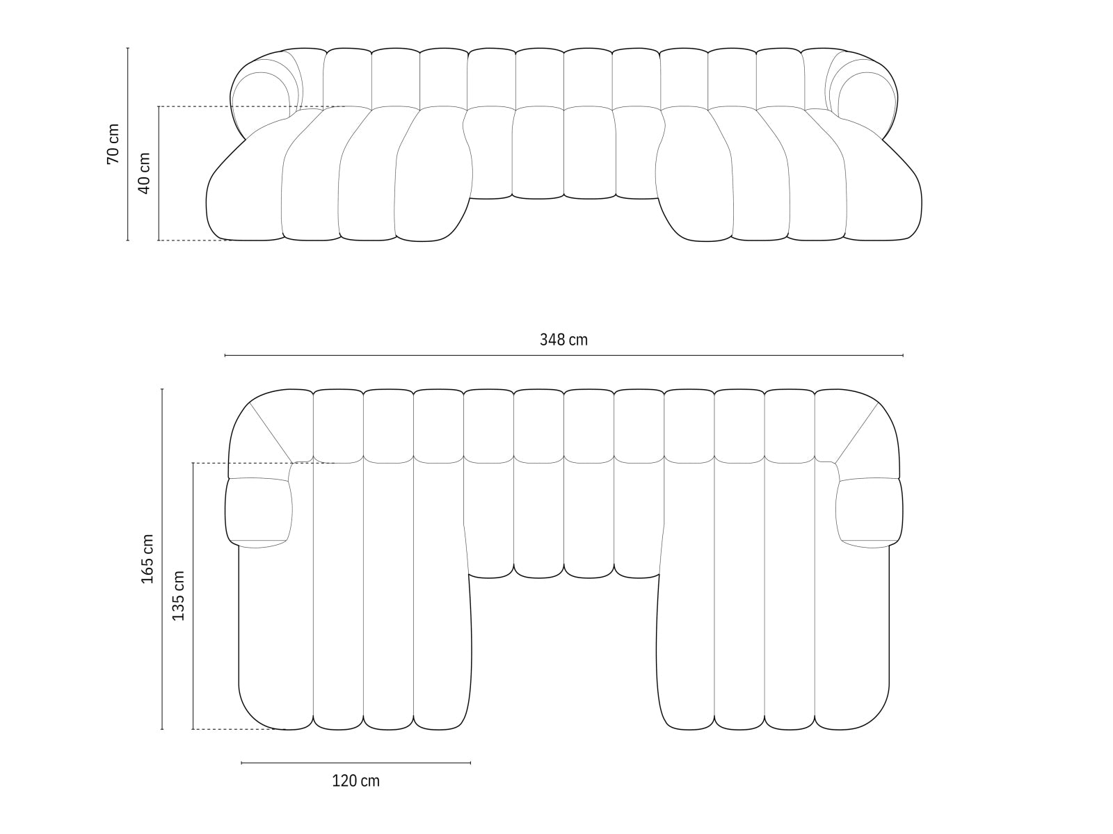 Koge Panoramic Sofa, 6 Seats, 348x165 cm