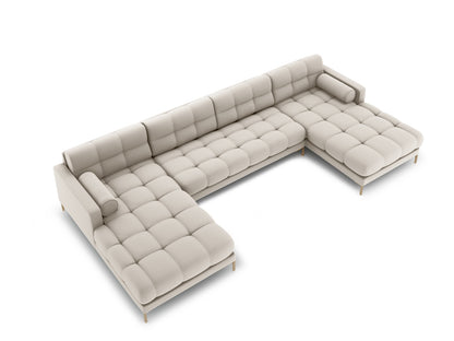 Bali Panoramic Sofa, 7 Seats, 383x185 cm — Beige / Gold Metal