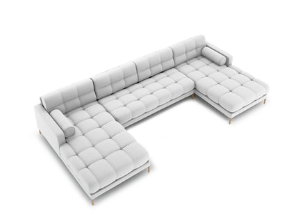 Bali Panoramic Sofa, 7 Seats, 383x185 cm — Light Grey / Gold Metal