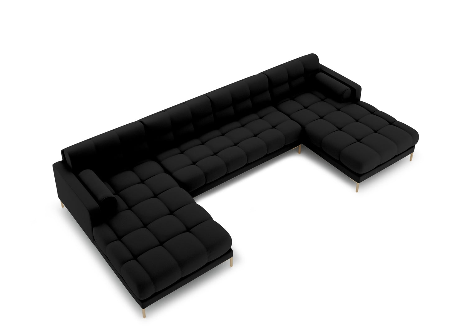 Bali Panoramic Sofa, 7 Seats, 383x185 cm — Black / Gold Metal