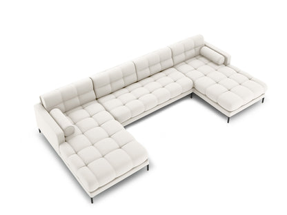 Bali Panoramic Sofa, 7 Seats, 383x185 cm — Light Beige / Black Metal