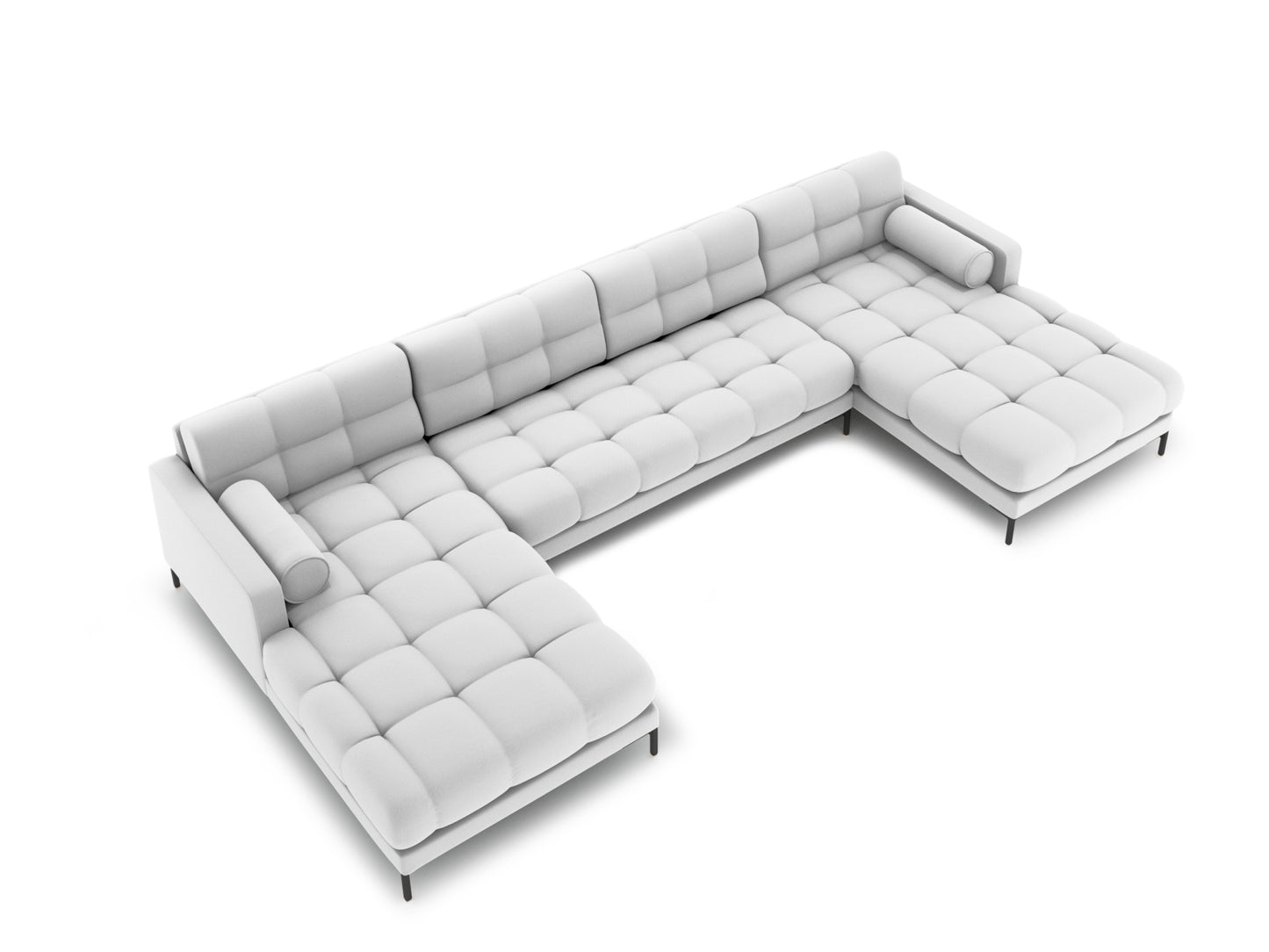 Bali Panoramic Sofa, 7 Seats, 383x185 cm — Light Grey / Black Metal
