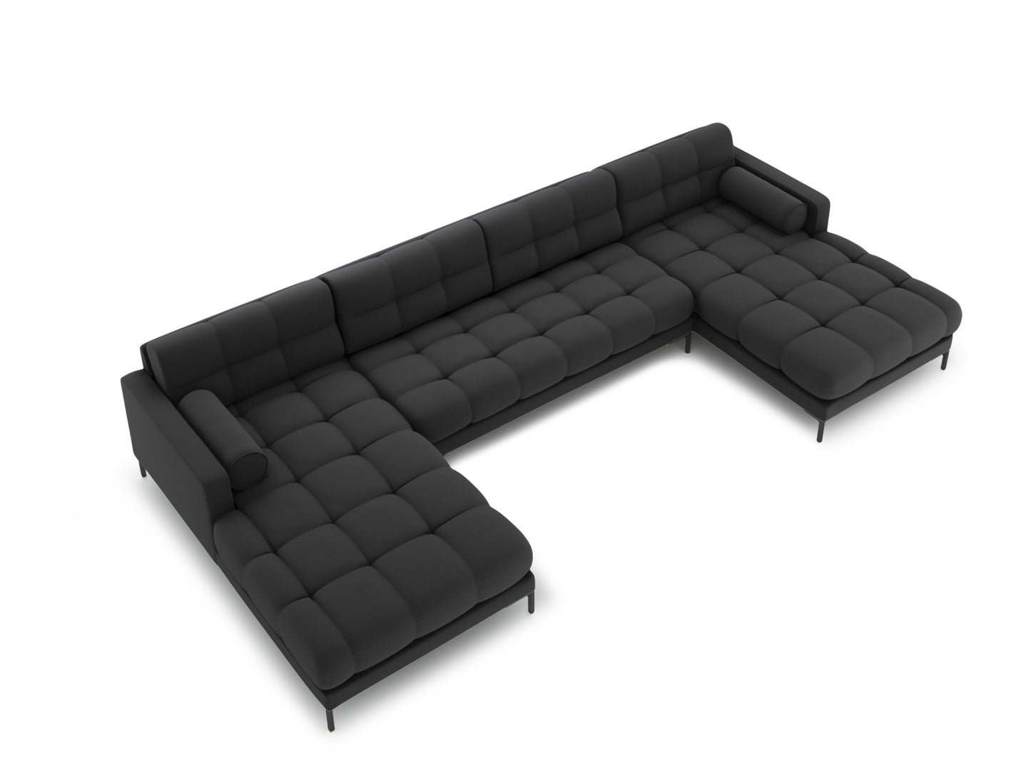 Bali Panoramic Sofa, 7 Seats, 383x185 cm — Dark Grey / Black Metal