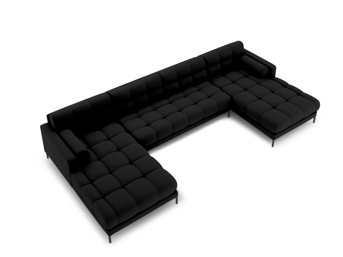 Bali Panoramic Sofa, 7 Seats, 383x185 cm — Black / Black Metal