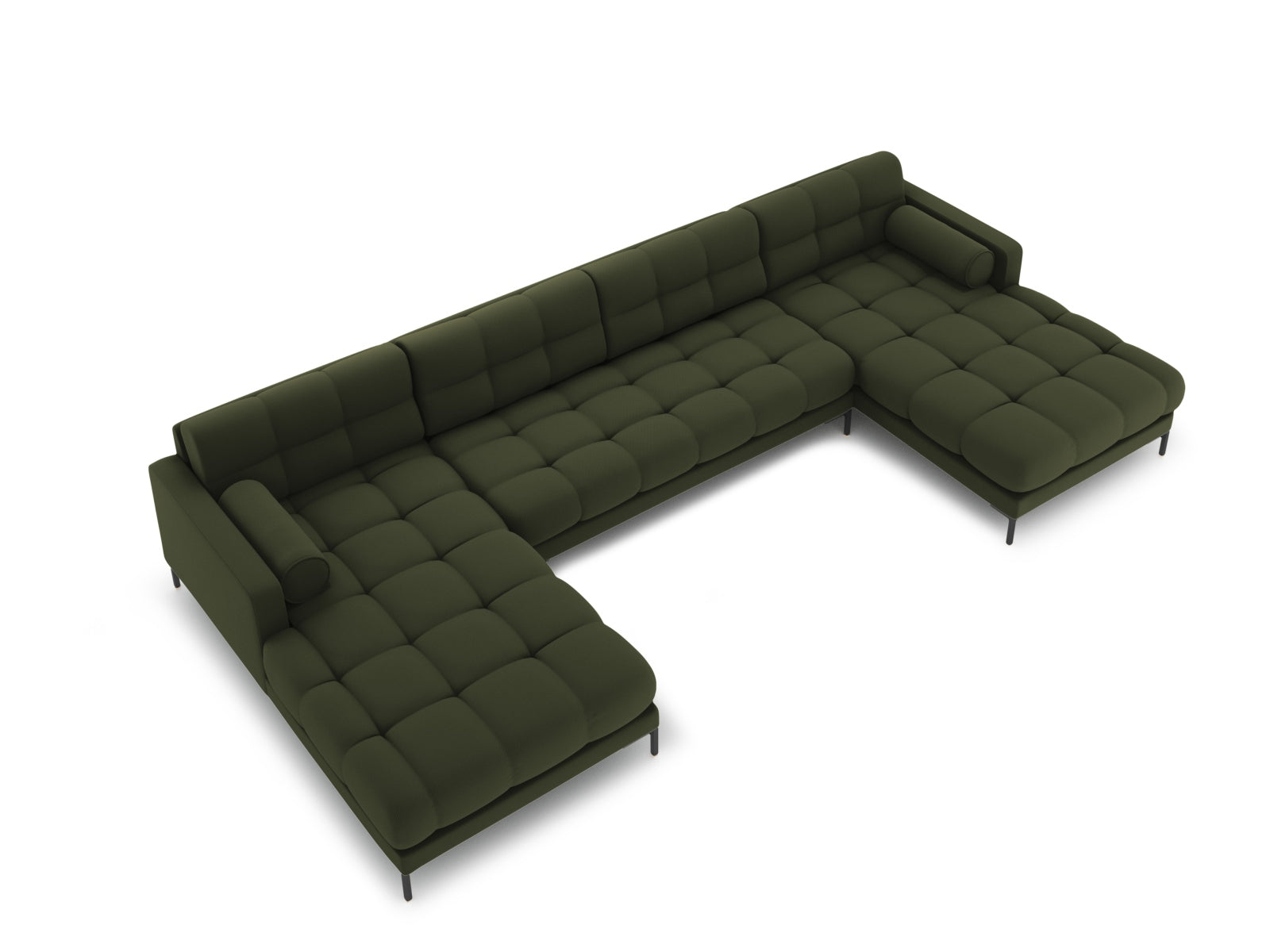 Bali Panoramic Sofa, 7 Seats, 383x185 cm — Green / Black Metal