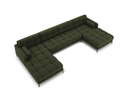 Bali Panoramic Sofa, 7 Seats, 383x185 cm — Green / Black Metal