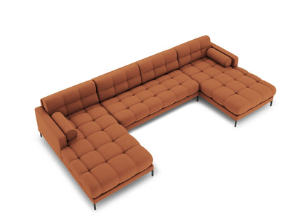 Bali Panoramic Sofa, 7 Seats, 383x185 cm — Brick / Black Metal