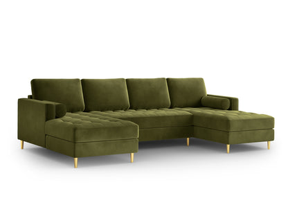 Aspen Panoramic Sofa, 6 Seats, 320x170 cm — Green / Gold Metal