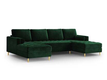 Aspen Panoramic Sofa, 6 Seats, 320x170 cm — Bottle Green / Gold Metal
