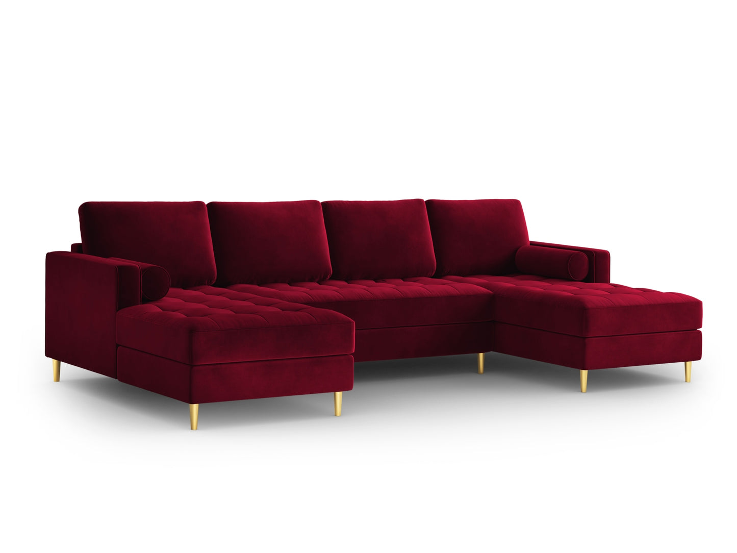 Aspen Panoramic Sofa, 6 Seats, 320x170 cm — Red / Gold Metal