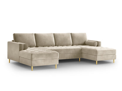 Aspen Panoramic Sofa, 6 Seats, 320x170 cm — Dark Beige / Gold Metal