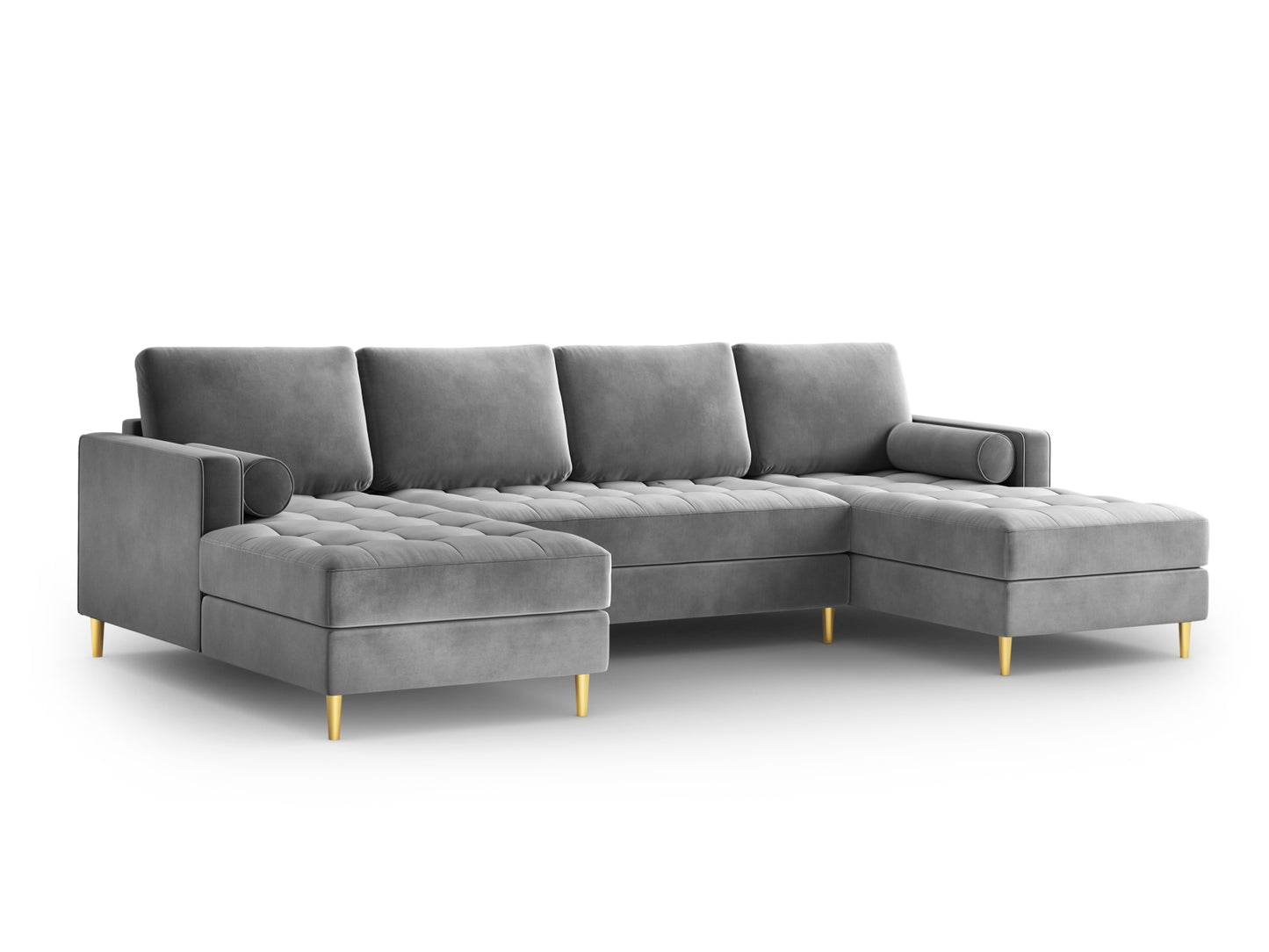 Aspen Panoramic Sofa, 6 Seats, 320x170 cm — Grey / Gold Metal