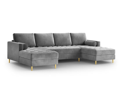 Aspen Panoramic Sofa, 6 Seats, 320x170 cm — Grey / Gold Metal