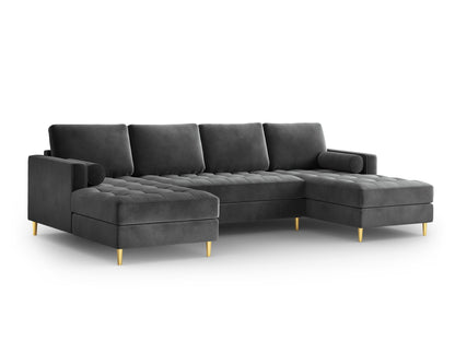 Aspen Panoramic Sofa, 6 Seats, 320x170 cm — Dark Grey / Gold Metal