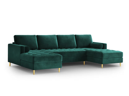 Aspen Panoramic Sofa, 6 Seats, 320x170 cm — Petrol / Gold Metal