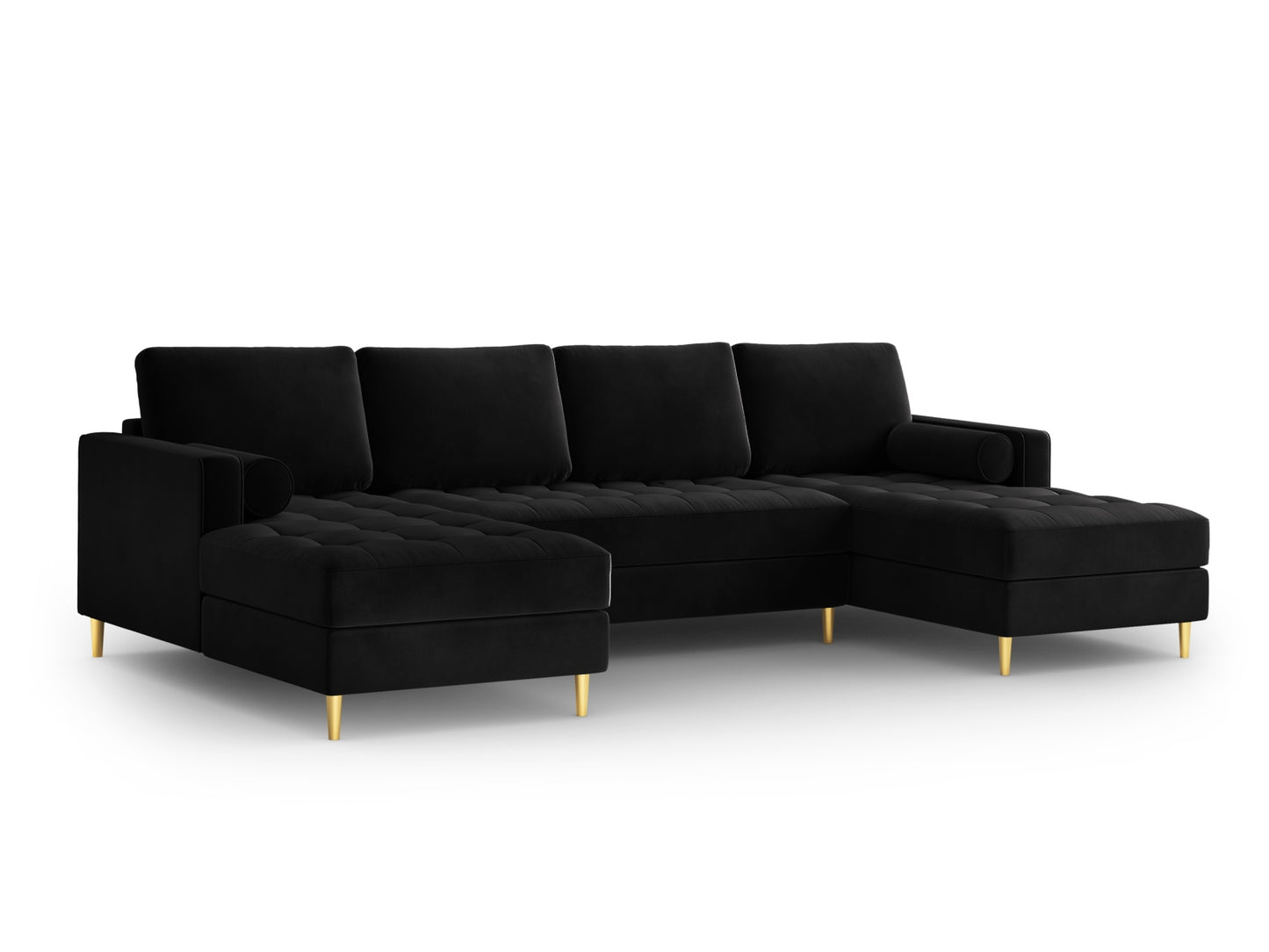 Aspen Panoramic Sofa, 6 Seats, 320x170 cm — Black / Gold Metal