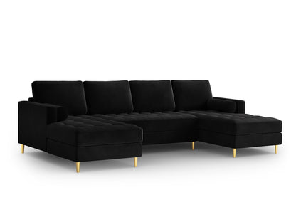 Aspen Panoramic Sofa, 6 Seats, 320x170 cm — Black / Gold Metal