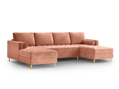 Aspen Panoramic Sofa, 6 Seats, 320x170 cm — Pink / Gold Metal