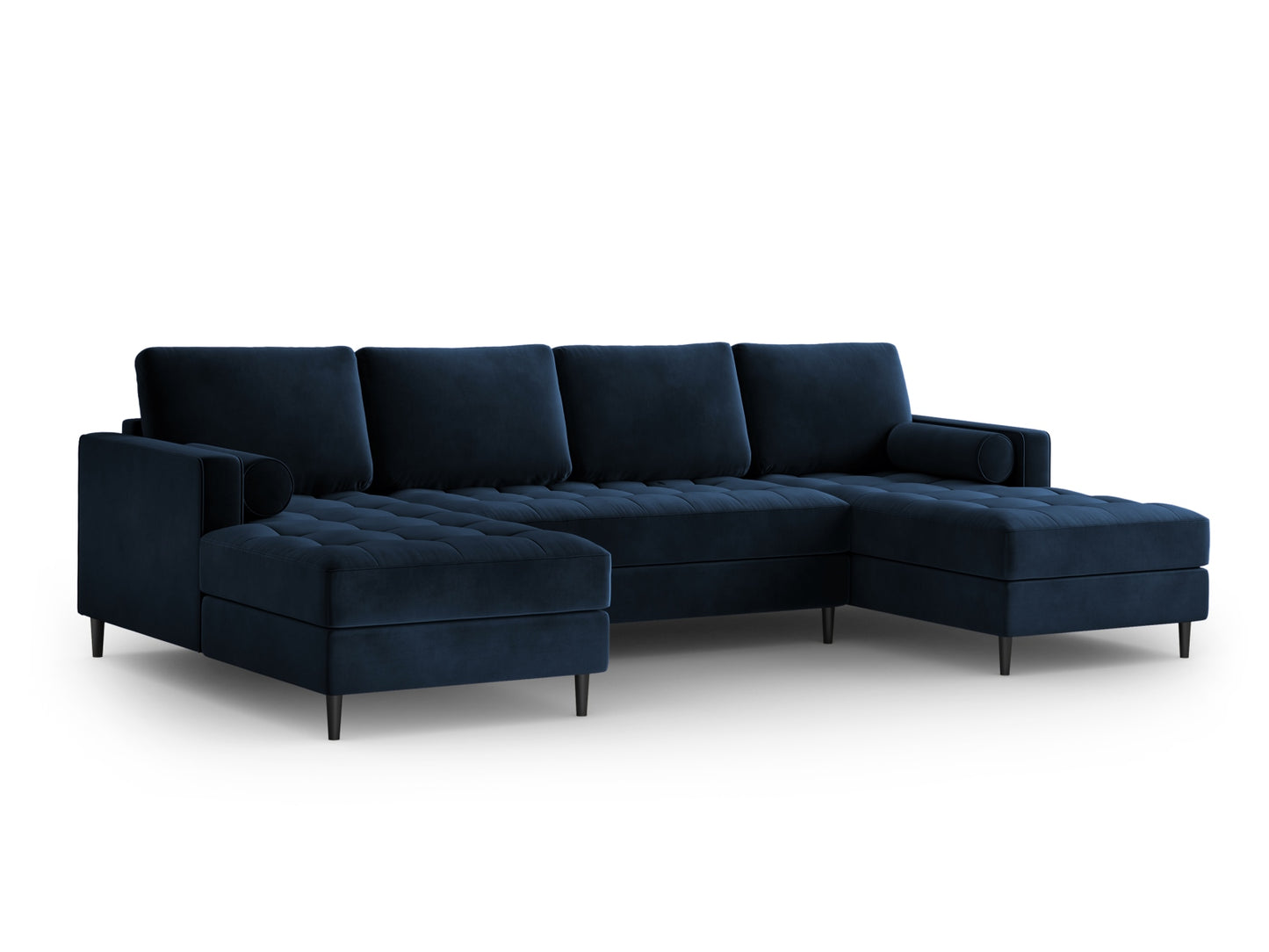 Aspen Panoramic Sofa, 6 Seats, 320x170 cm — Royal Blue / Black Chrome Metal