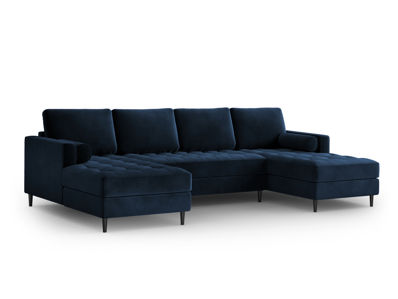 Aspen Panoramic Sofa, 6 Seats, 320x170 cm — Royal Blue / Black Chrome Metal