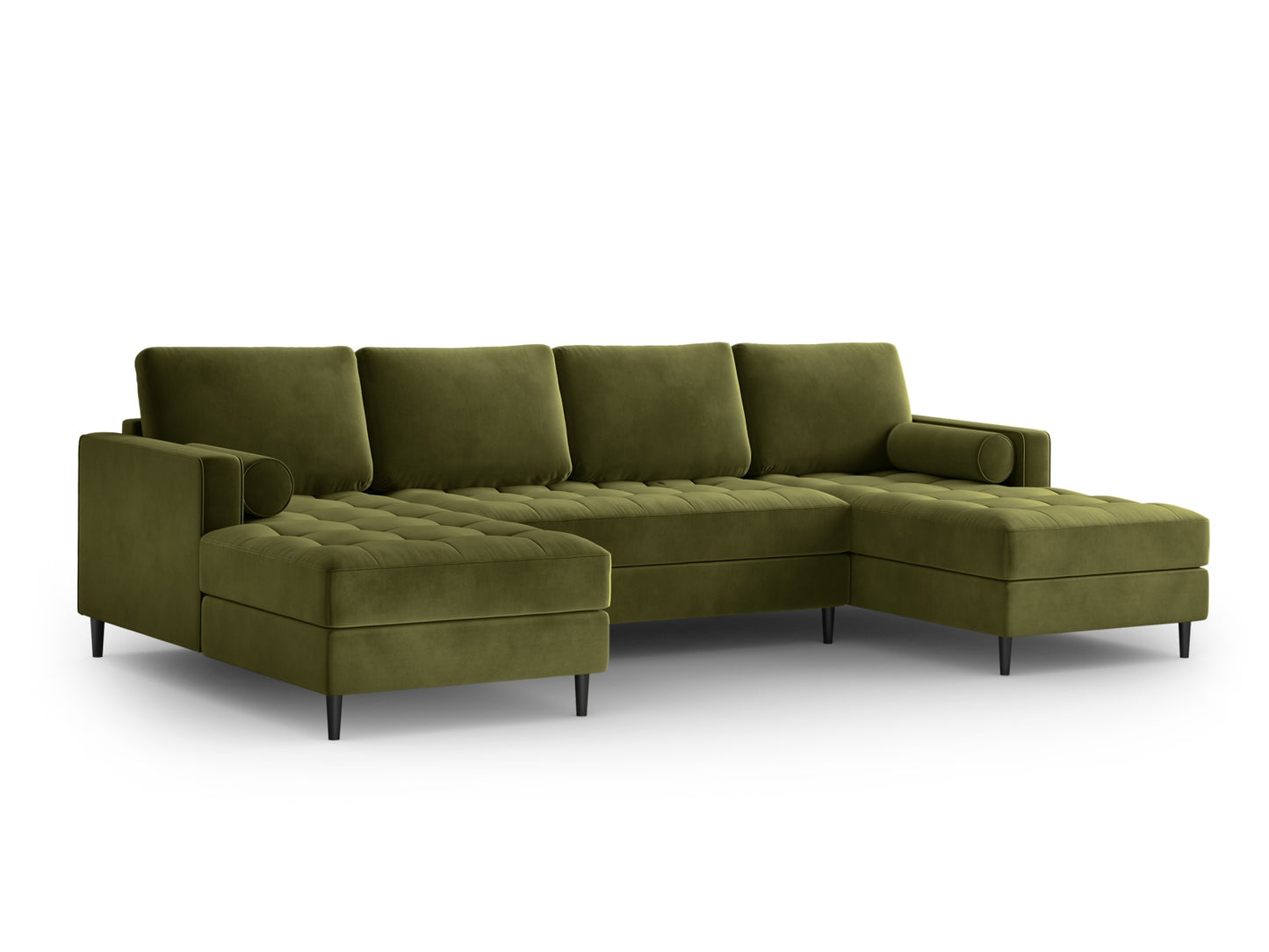 Aspen Panoramic Sofa, 6 Seats, 320x170 cm — Green / Black Chrome Metal