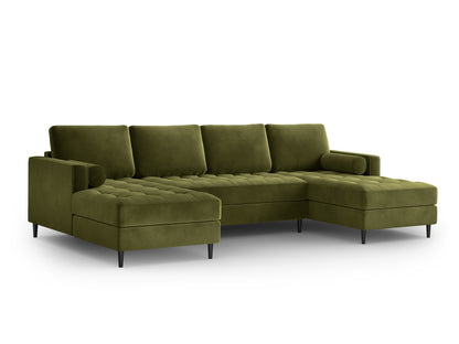 Aspen Panoramic Sofa, 6 Seats, 320x170 cm — Green / Black Chrome Metal