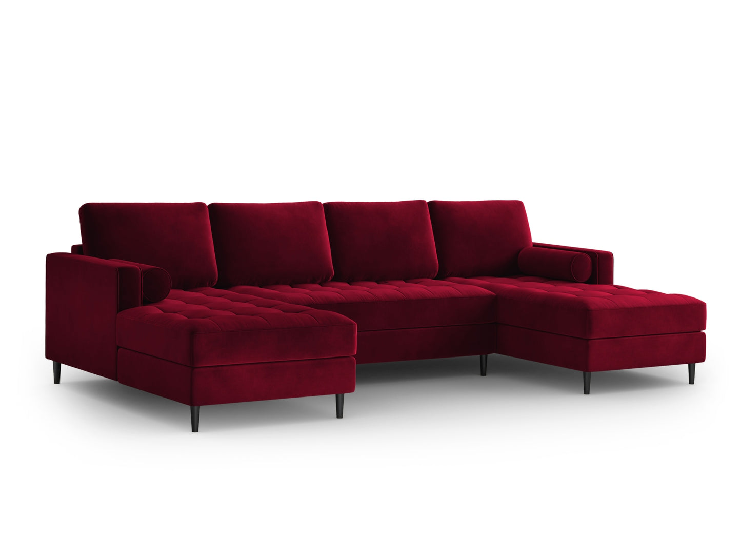 Aspen Panoramic Sofa, 6 Seats, 320x170 cm — Red / Black Chrome Metal