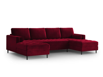 Aspen Panoramic Sofa, 6 Seats, 320x170 cm — Red / Black Chrome Metal