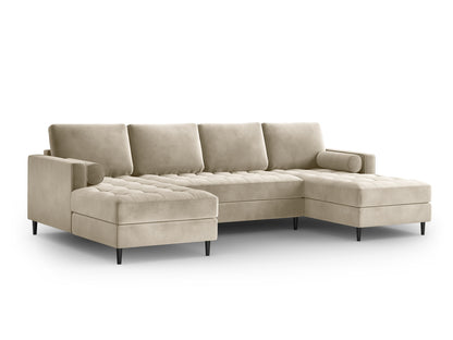Aspen Panoramic Sofa, 6 Seats, 320x170 cm — Dark Beige / Black Chrome Metal
