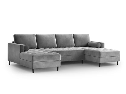 Aspen Panoramic Sofa, 6 Seats, 320x170 cm — Grey / Black Chrome Metal