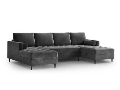 Aspen Panoramic Sofa, 6 Seats, 320x170 cm — Dark Grey / Black Chrome Metal