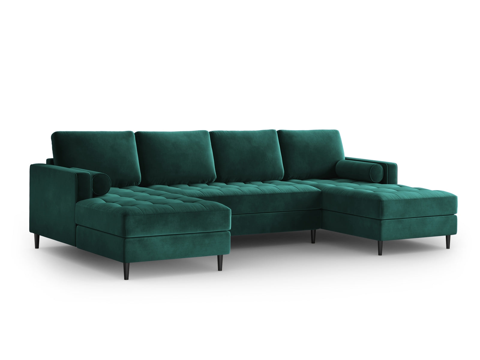 Aspen Panoramic Sofa, 6 Seats, 320x170 cm — Petrol / Black Chrome Metal