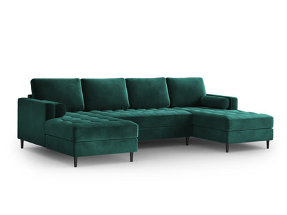 Aspen Panoramic Sofa, 6 Seats, 320x170 cm — Petrol / Black Chrome Metal