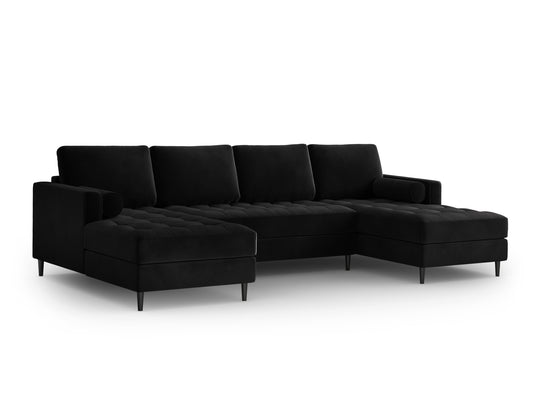 Aspen Panoramic Sofa, 6 Seats, 320x170 cm — Black / Black Chrome Metal
