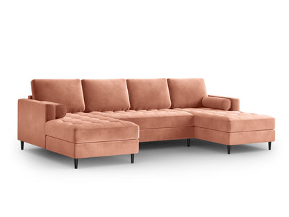 Aspen Panoramic Sofa, 6 Seats, 320x170 cm — Pink / Black Chrome Metal