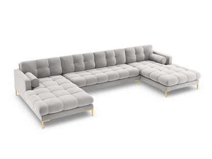 Bali Panoramic Sofa, 7 Seats, 383x185 cm — Silver / Gold Metal