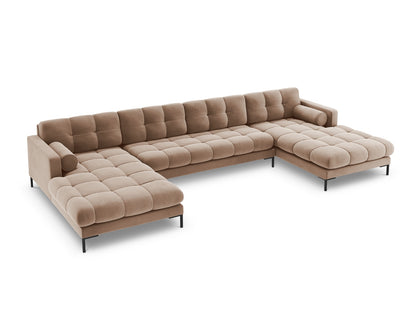 Bali Panoramic Sofa, 7 Seats, 383x185 cm — Beige / Black Metal