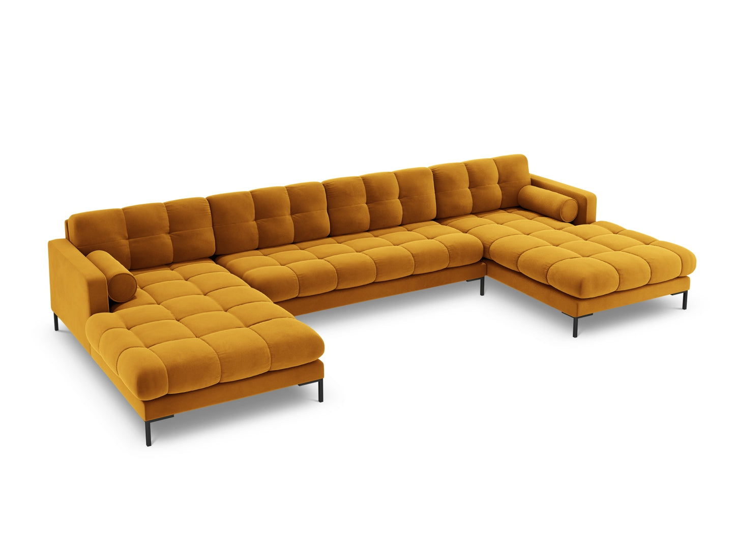 Bali Panoramic Sofa, 7 Seats, 383x185 cm — Yellow / Black Metal