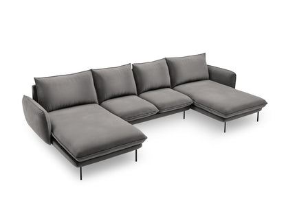Vienna Panoramic Sofa, 6 Seats, 350x170 cm — Light Grey / Black Metal
