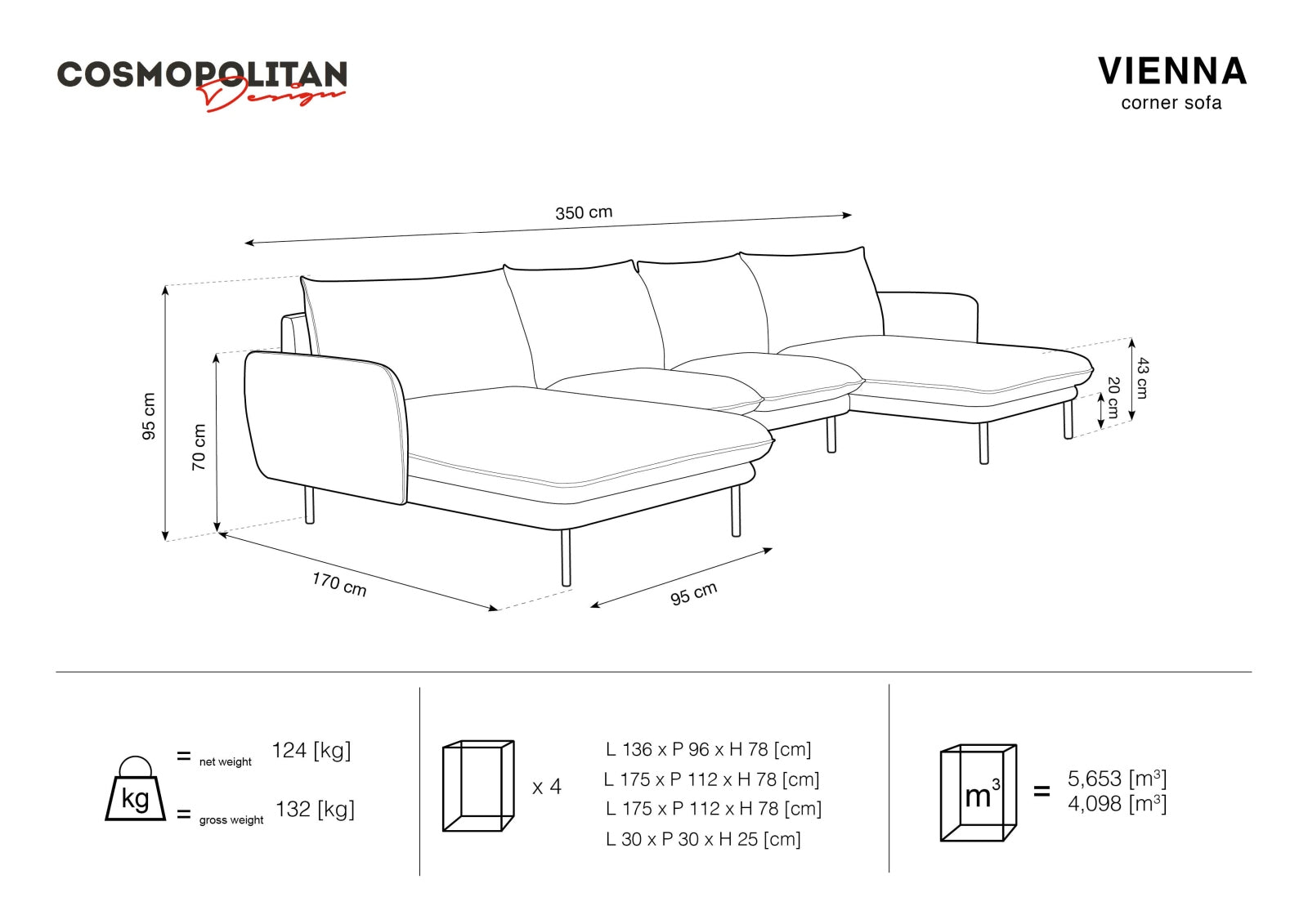 Vienna Panoramic Sofa, 6 Seats, 350x170 cm