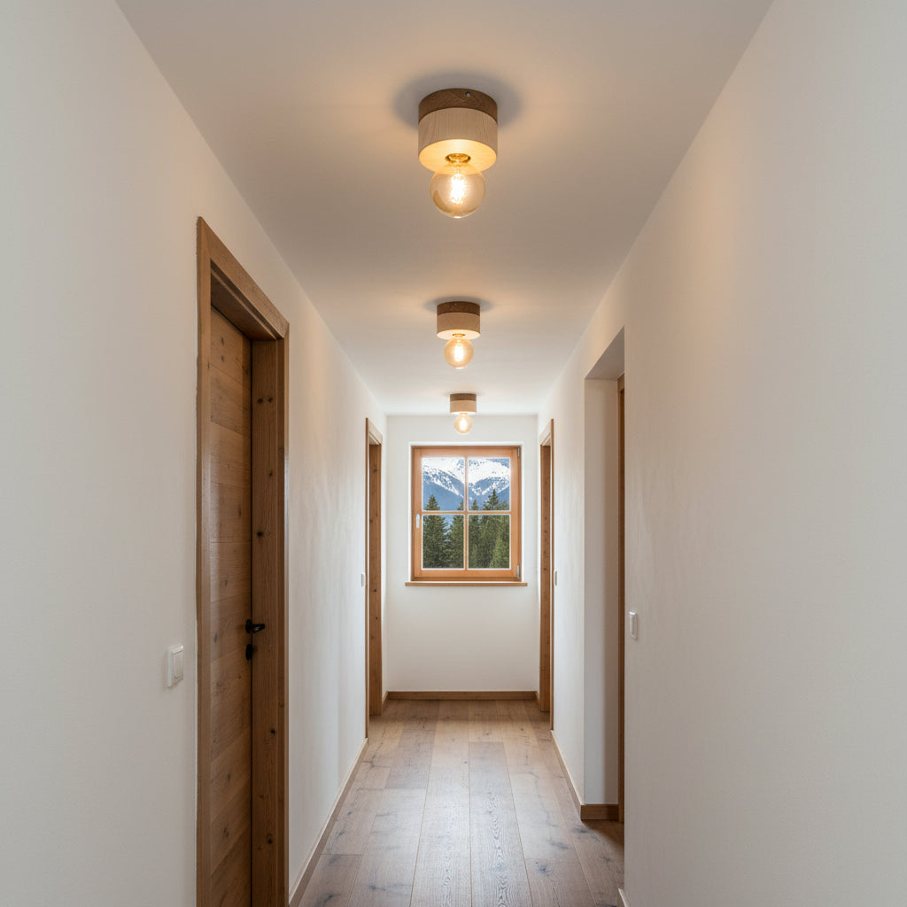 ALMUT 0239 Scandinavian Wood Ceiling Light Pine