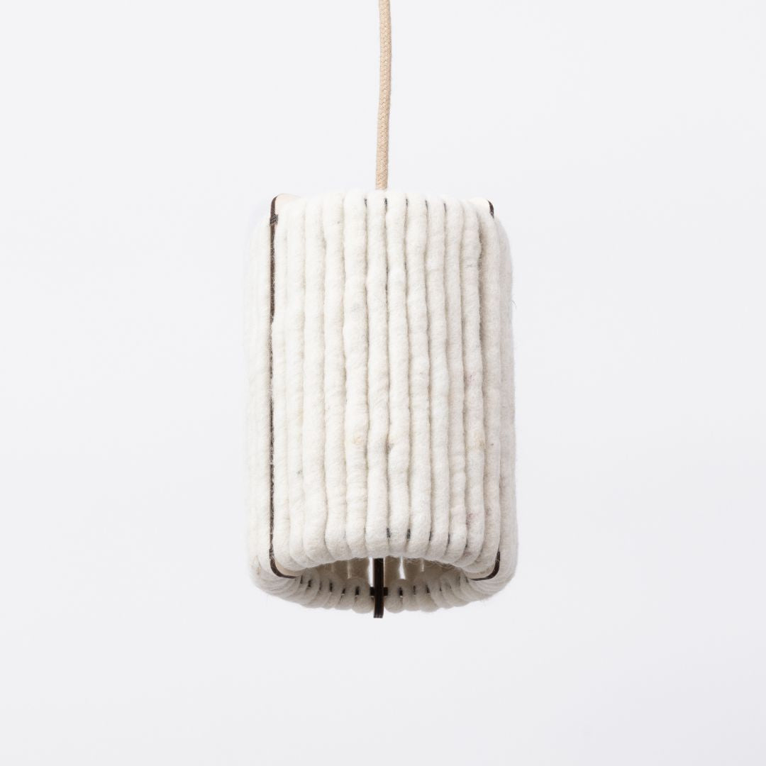 Wool & Wood Pendant Light — Cylinder (Small)