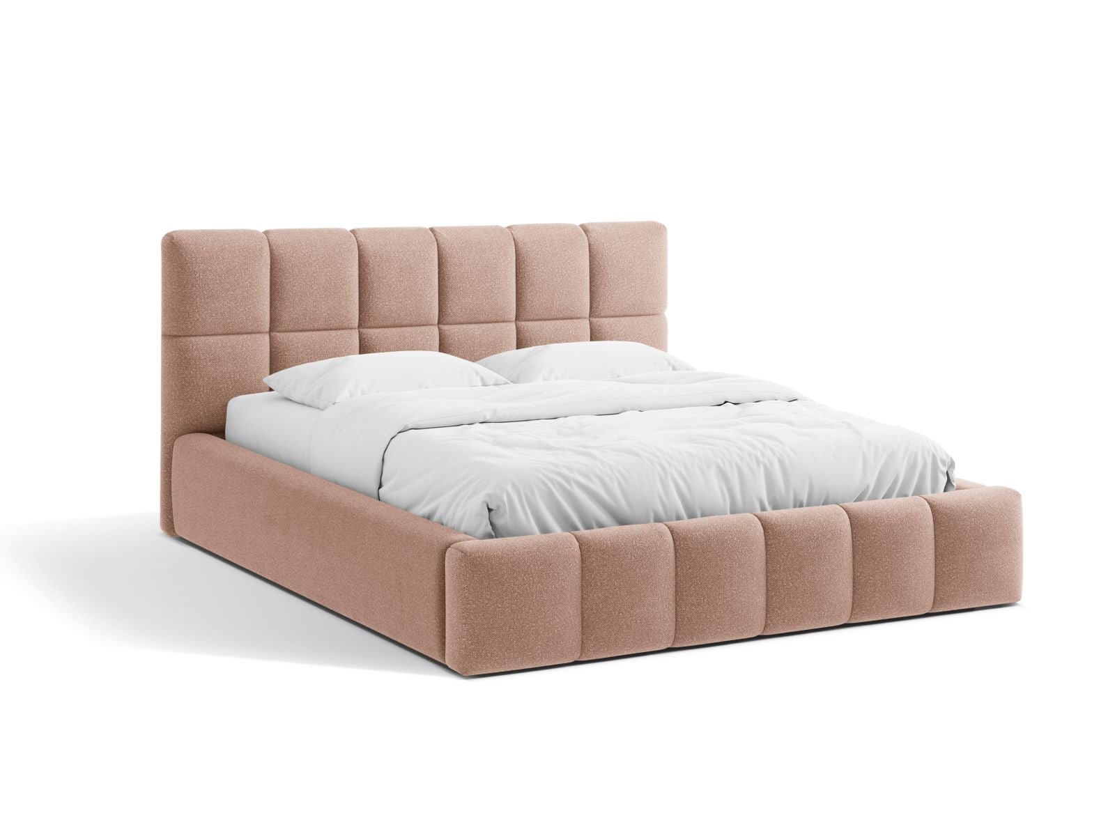 Bellis Storage Bed With Headboard, 160x220 cm — Powder Pink