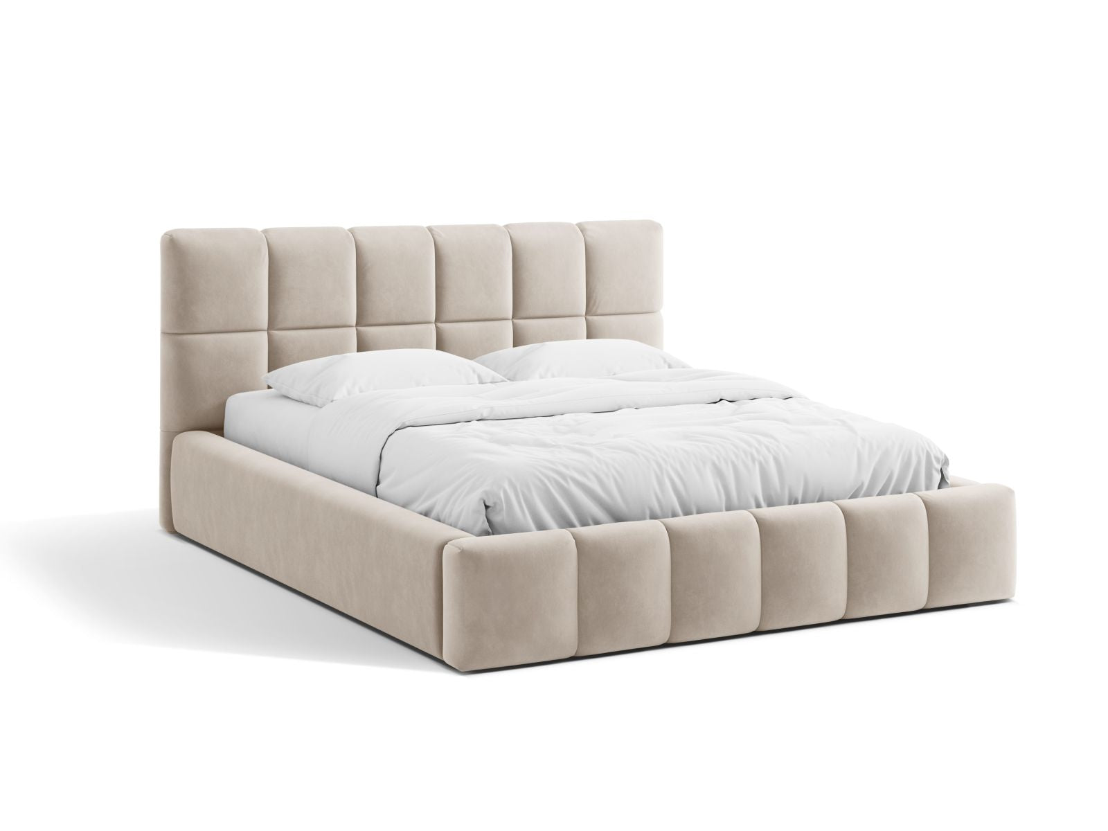Bellis Storage Bed With Headboard, 160x220 cm — Dark Beige